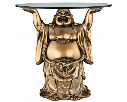 Toscano - Jolly Hotei Buddha Sculptural Table in Bronze, Designer Resin