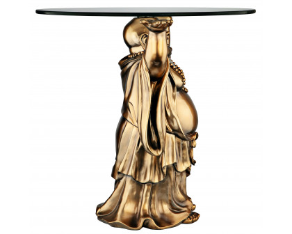 Toscano - Jolly Hotei Buddha Sculptural Table in Bronze, Designer Resin