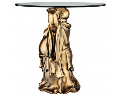 Toscano - Jolly Hotei Buddha Sculptural Table in Bronze, Designer Resin