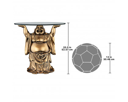 Toscano - Jolly Hotei Buddha Sculptural Table in Bronze, Designer Resin