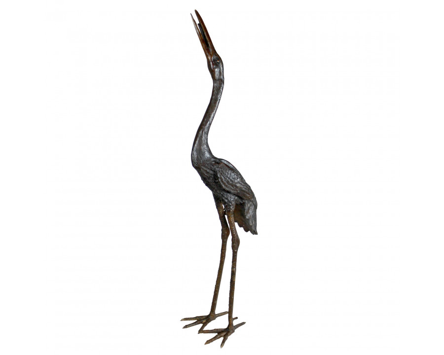 Toscano Heron Piped Large Garden Statue - Head High