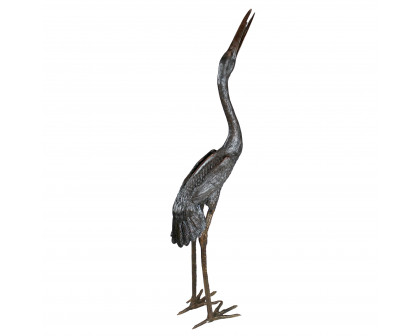 Toscano Heron Piped Large Garden Statue - Head High