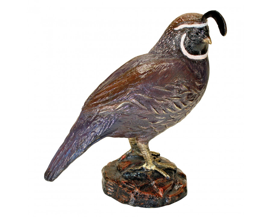 Toscano - Color-Washed Male California Quail Garden Statue