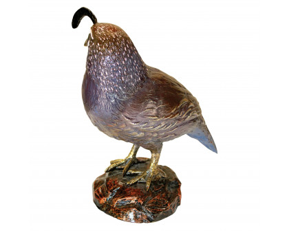 Toscano - Color-Washed Male California Quail Garden Statue