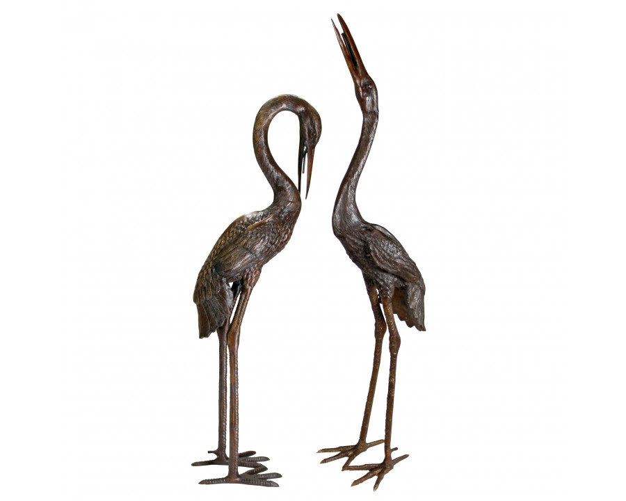 Toscano - Set of 2 Large Herons Piped Garden Statues