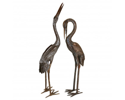 Toscano - Set of 2 Large Herons Piped Garden Statues