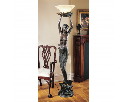 Toscano - The Goddess Offering Mermaid Sculptural Floor Lamp