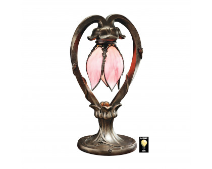 Toscano - Victorian Hanging Tulip Lamp in Bronze, Stained Glass