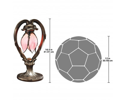 Toscano - Victorian Hanging Tulip Lamp in Bronze, Stained Glass