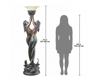 Toscano - The Entwined Mermaids Sculptural Floor Lamp