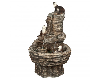 Toscano - Tres Amigos Playful Otter Cascading Garden Fountain