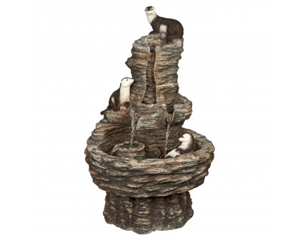 Toscano - Tres Amigos Playful Otter Cascading Garden Fountain