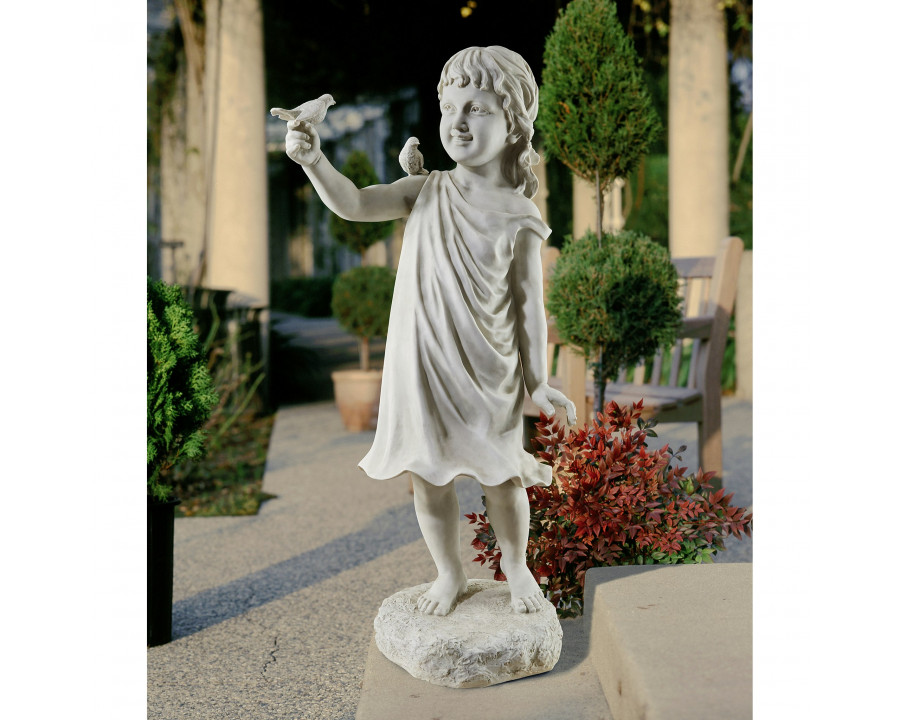 Toscano - Mary Frances and her Feathered Friends Garden Girl Statue