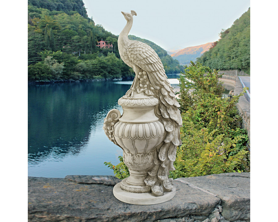 Toscano - Staverden Castle Peacock on an Urn Garden Statue