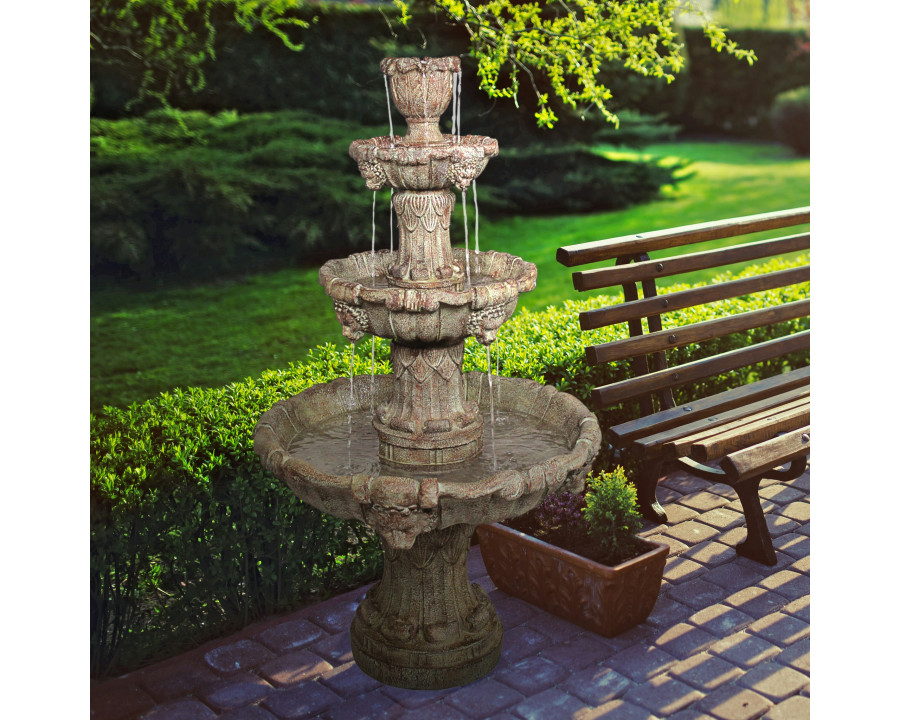 Toscano Medici Lion Four-Tier Fountain - Brown Stone