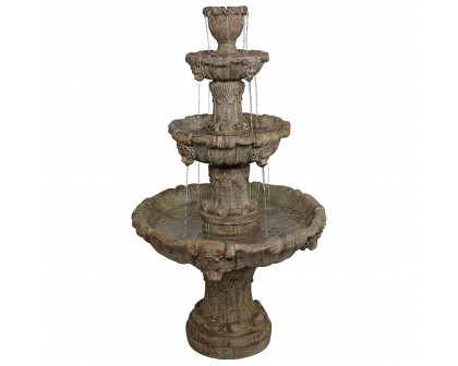 Toscano Medici Lion Four-Tier Fountain - Brown Stone