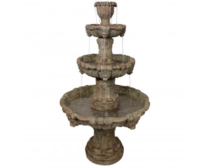 Toscano Medici Lion Four-Tier Fountain - Brown Stone