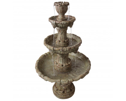 Toscano Medici Lion Four-Tier Fountain - Brown Stone