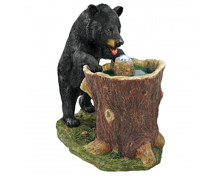 Toscano - Guzzling Gulp Black Bear Garden Fountain