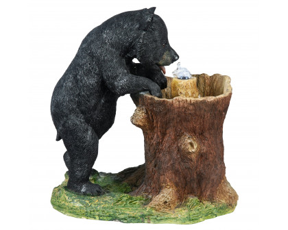 Toscano - Guzzling Gulp Black Bear Garden Fountain