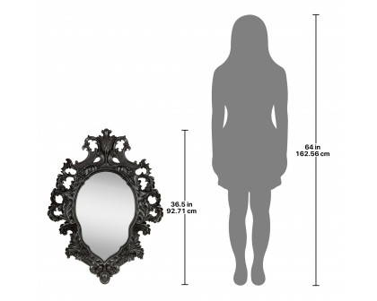 Toscano Madame Antoinette Salon Mirror - Ebony, Designer Resin