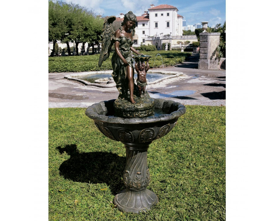 Toscano Heavenly Moments Angel Sculptural Fountain - Verdigris