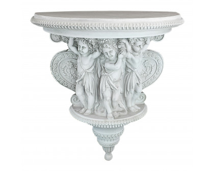 Toscano - Cherubs of the Wine Harvest Sculptural Wall Console Table in Antique Stone, Designer Resin