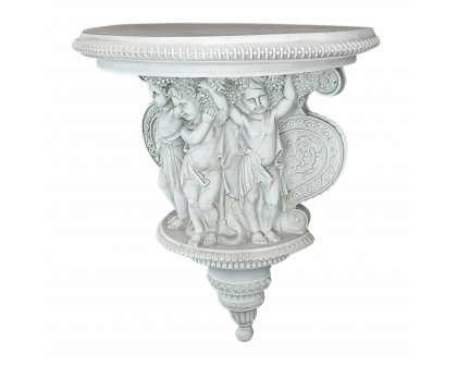 Toscano - Cherubs of the Wine Harvest Sculptural Wall Console Table in Antique Stone, Designer Resin