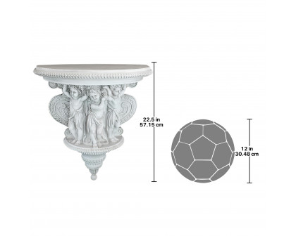 Toscano - Cherubs of the Wine Harvest Sculptural Wall Console Table in Antique Stone, Designer Resin