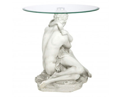 Toscano - Lovers in the Arms of Romance Sculptural Table in Antique Stone, Designer Resin