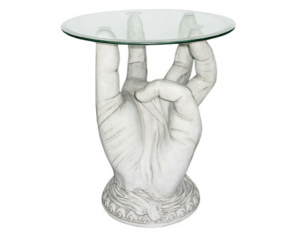 Toscano - At Your Service Sculptural Table in Antique Stone, Designer Resin