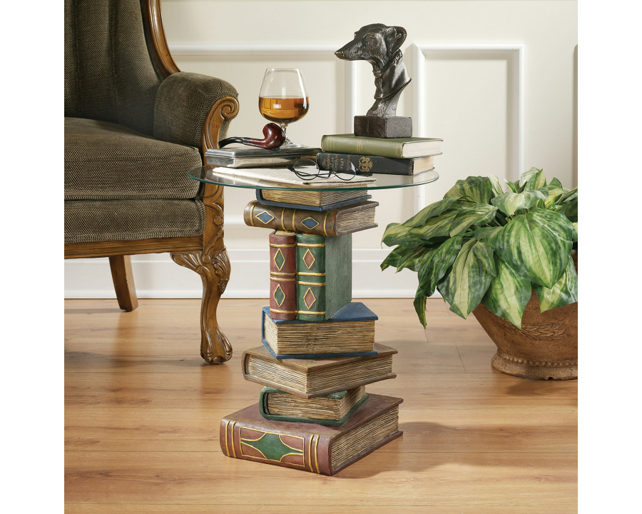 Toscano - Stacked Volumes Sculptural Book Table in Designer Resin