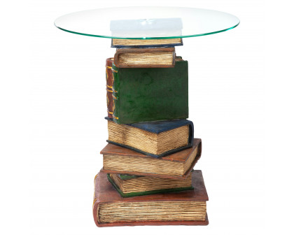 Toscano - Stacked Volumes Sculptural Book Table in Designer Resin