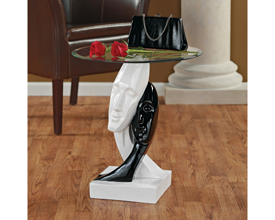 Toscano - Lovers Sculptural Table in Black/White, Designer Resin