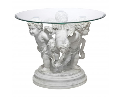 Toscano - Bernini Cherubs Sculptural Table in Antique Stone, Designer Resin