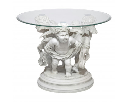 Toscano - Bernini Cherubs Sculptural Table in Antique Stone, Designer Resin