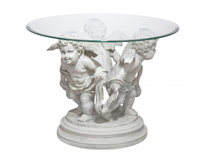 Toscano - Bernini Cherubs Sculptural Table in Antique Stone, Designer Resin