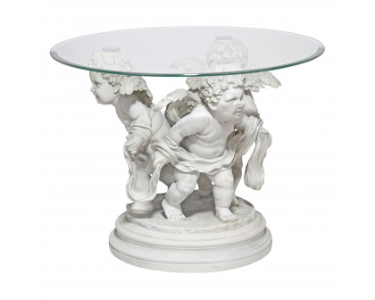 Toscano - Bernini Cherubs Sculptural Table in Antique Stone, Designer Resin