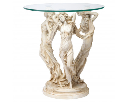 Toscano - Three Muses of Ancient Greece Sculptural Table in Antique Stone, Designer Resin