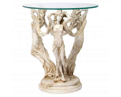 Toscano - Three Muses of Ancient Greece Sculptural Table in Antique Stone, Designer Resin