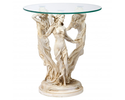 Toscano - Three Muses of Ancient Greece Sculptural Table in Antique Stone, Designer Resin