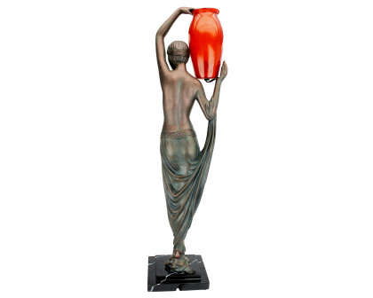 Toscano - Art Deco Goddess of Light Sculptural Table Lamp in Bronze, Designer Resin