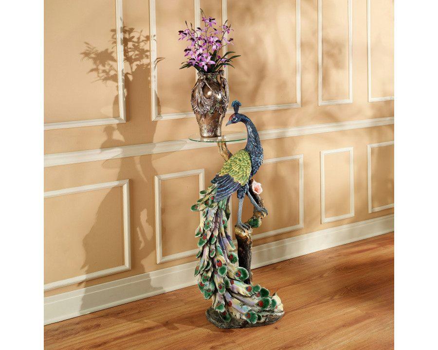 Toscano - Peacock Perch Sculptural Pedestal Table in Designer Resin