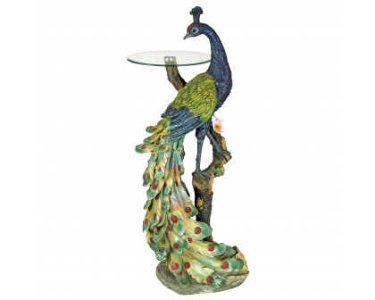 Toscano - Peacock Perch Sculptural Pedestal Table in Designer Resin