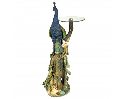 Toscano - Peacock Perch Sculptural Pedestal Table in Designer Resin