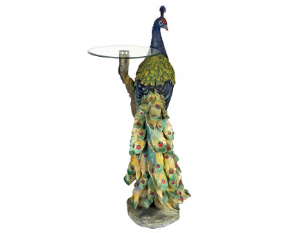 Toscano - Peacock Perch Sculptural Pedestal Table in Designer Resin