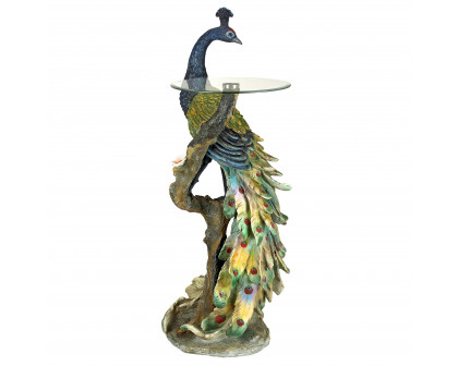 Toscano - Peacock Perch Sculptural Pedestal Table in Designer Resin