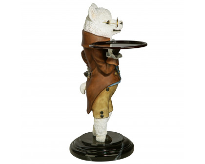 Toscano - Alfred the Alpaca Butler at Your Service Sculptural Pedestal Table in Designer Resin