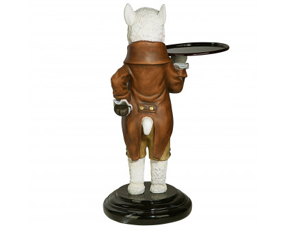 Toscano - Alfred the Alpaca Butler at Your Service Sculptural Pedestal Table in Designer Resin