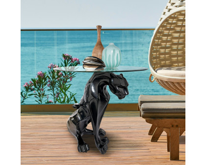 Toscano - Black Jaguar Sculptural Table in Designer Resin